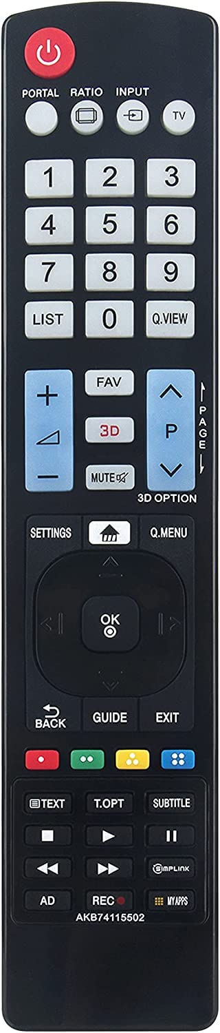 VINABTY AKB74115502 Replace Remote for LG 32LD465 32LD420 32LG50 22LG30 26LS3500 26LV2500 26LT640HABG 32LF630V 32LC45-ZA 32LC55-ZA 32LD558 32LE4500-ZA 193050-ZA 22LD355ARUB 22LK330AEUQ 26300C 26LD359