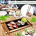 NutriChef Wooden Board Sushi Serving Plate - Rectangular Japanese Sushi Serving Plate - Acacia Wood Platter Display/Cutting/Serving Tray Set - Slate Plate, 2 Ceramic Sauce Bowls, Chopstick - NutriChef PKSUSH10