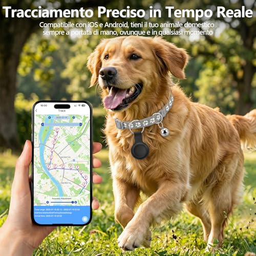 GPS for Dogs, Cat GPS Collar, GPS Trackers for Dogs and Cats, No Subscription, Global Real Time Positioning, Compatible with iOS and Android, Tracking History (7 Days)