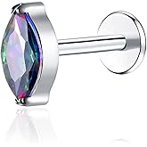 ENONTY 1pcs 16G G23 Titanium Threadless Labret Studs Push-in Colorful CZ Labret Cluster Tragus Helix Conch Lobe Rook Cartilage Push Back Sleeper Piercing Jewelry Earring Stud