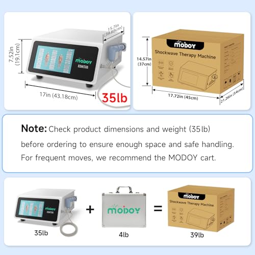 MODOY Shockwave Therapy Machine, FSA&HSA Shock Wave Therapy Device, ESWT03 | Home Use, Joint/Muscle Pain Relief, Non-Invasive Extracorporeal Shockwave Therapy, AC 110V / 60Hz, 0.5~10 Bar, 2.76inch