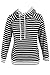 HOTAPEI Ladies Long Sleeve hooded sweatshirt Pullover Blue Striped Medium