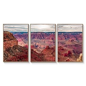 Framed Canvas Wall Art for Living Room, Bedroom Orange Rocky Landscapes Canvas Prints for Home Decoration Ready to Hang - 16"x24"x3 Panels