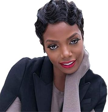 Amazon Co Jp アクセサリーケアヘアピースかつら アフロショート 黒人女性ウェーブ人毛巻き毛人工 毛フルウィッグナチュラルファッションコスプレパーティー スポーツ アウトドア