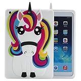iPad Mini 1 2 3 Case Unicorn, Awsaccy(TM) Cute Cool 3D Unicorn Horse Cartoon Animal Rainbow Soft Silicone Rubber Gel Case Back Protection Cover for Apple iPad Mini 3 2 1