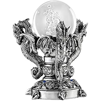 Design Toscano Dragons of Corfu Castle Gothic Decor Statue Globe Figurine, 5 Inch, Silver Chrome