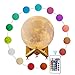 ExcelTek 3D Printing Moon Light Lamp with Remote Control & Touch Control | 16 Vibrant Colors LED Lighting Adjustable Brightness | Decorative Living Room | Kids Night Light with Wooden Stand (5.9 inch)