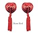 Senchanting Reusable Silicone Sequin Adhesive Nipple Cover Pasties Bra with Tassel(Red)