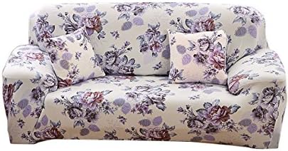 Elvoes Floral Printed Sofa Cover Anti-Slip Elastic Slipcover Stretch Polyester Fabric Soft Furniture Protector Couch Cover (Two seater(57''-72''), Anny Garden)