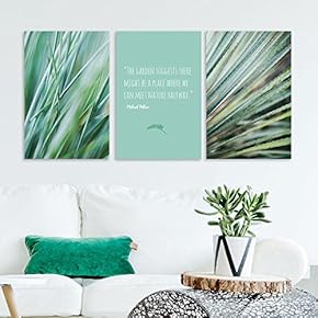 3 Panel Green Plants with Inspirational Garden Quotes...