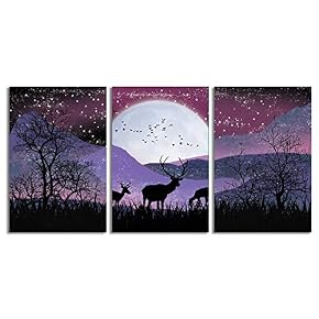 NWT Canvas Wall Art Abstract Deer in Forest...