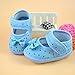 DZT1968® Baby Girl Cloth Soft Sole Round Dot Prewalker Mary Jane Shoes with Bowknot (0~6 Months, Blue)