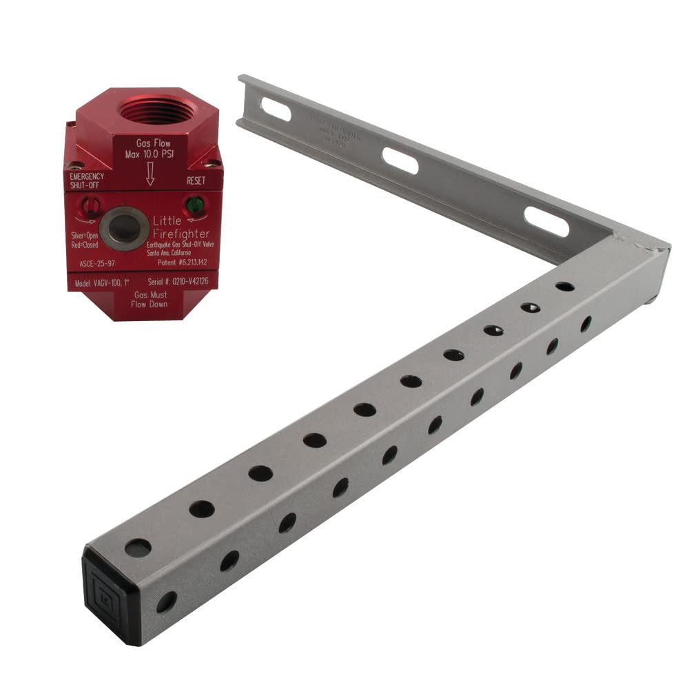 Photo 1 of Watts Little Firefighter Earthquake Gas Shutoff Vertical Valve for Natural Gas and Propane Lines, 1" Connection, 5.4 Magnitude, Bracket and Assembly Kit, Silver