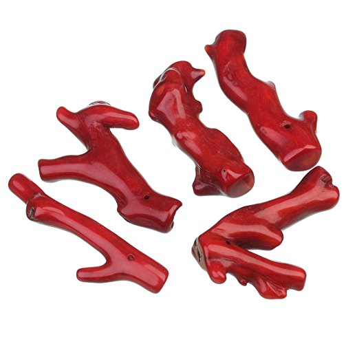 Linsoir Beads Large Stick Coral Beads Red Branch Coral Beads Baroque Coral Pendants 4-7CM Pack of 5 - Thumbnail 2