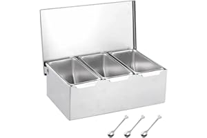 ciopswslk Multi Compartments Spice Container Storage Box Kitchen Seasoning Box Set Stainless Steel Ingredients Spice Pots Sal