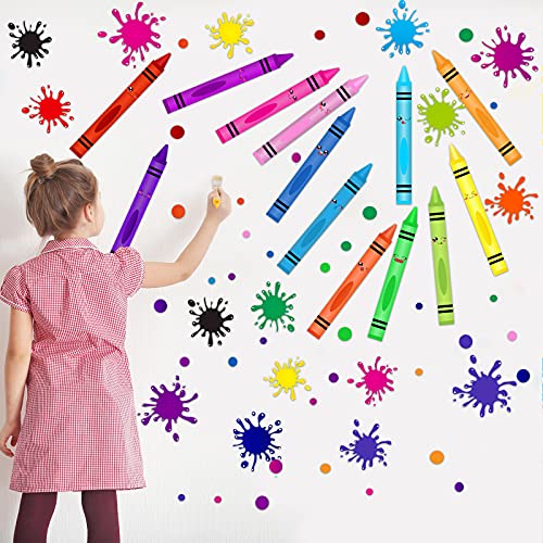 192 Pieces Crayon Wall Decals Splatter Wall Sticker and Multicolor