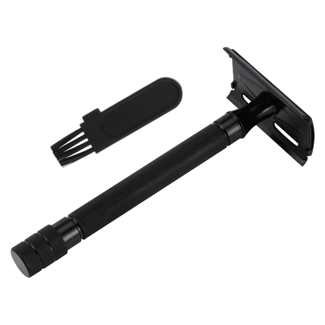 HEALLILY 1Pcs Double Edge Razor Black: Long Handle Reusable Razor Aluminum Alloy Metal Shaver for Women Men Shaving Kit Safety No Razor Blades Black