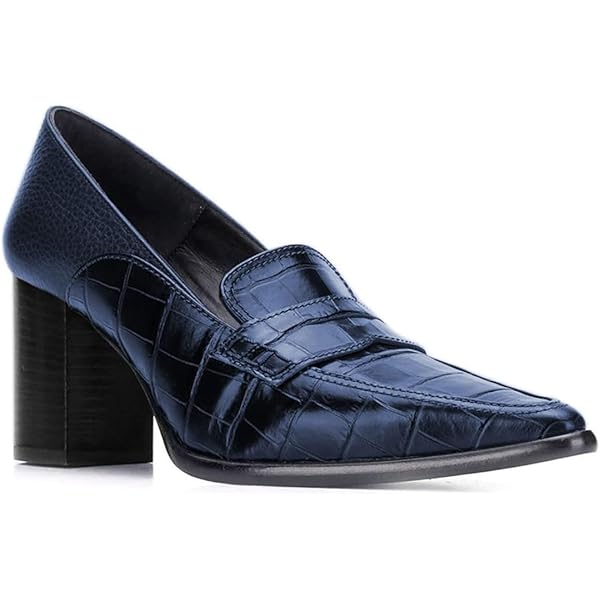 FOWT Women's Chunky Heel Loafers - Comfort Slip-On Pumps With 1.95 Inch Block Heels, Sizes 4-15 US