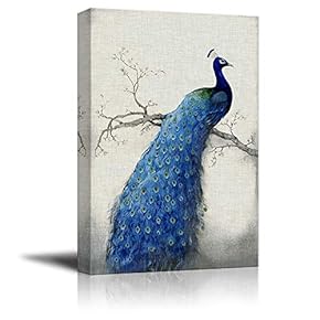 Canvas Wall Art Beautiful Peacock Dreaming Painting Artwork for Home Prints Framed - 12x18 inches