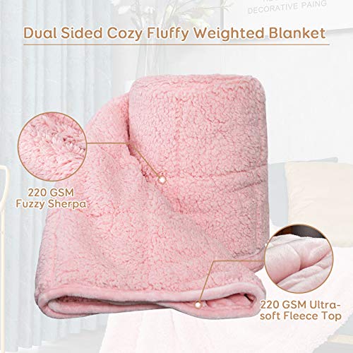 Sherpa Weighted Blanket 15 lbs, Soft Fleece and Sherpa Dual Sided Heavy
