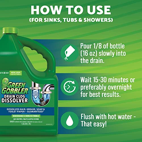Green Gobbler Drain Clog Remover Toilet Clog Remover Dissolve Hair