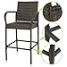 SUPER DEAL Upgraded Wicker Bar Stool Chairs Outdoor Backyard Rattan Chair w/Iron Frame, Armrest and Footrest (4)