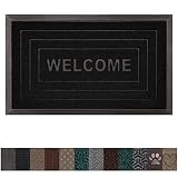 Gorilla Grip Original Durable Rubber Door Mat, 35x23, Heavy Duty Doormat for Indoor Outdoor, Waterproof, Easy Clean, Low-Profile Rug Mats for Entry, Patio, High Traffic Areas, Black Welcome