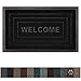 GORILLA GRIP 100% Waterproof All-Season WeatherMax Doormat 35x23, US Designed Natural Rubber, Stain and Fade Resistant, Low Profile Indoor Outdoor Door Mats, Easy Clean Patio Mat, Black Welcome