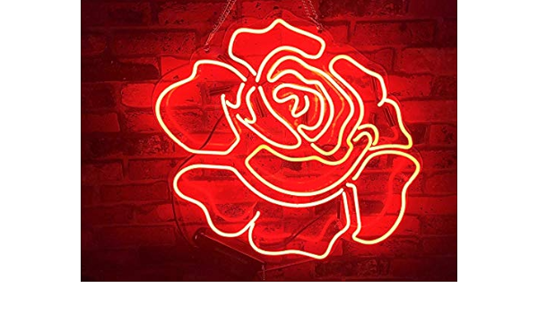 Queen Sense Flower Red Rose Neon Sign Light Decorated Acrylic Panel Handmade Beer Bar Pub Man Cave Lamp Ut138 Amazon Com