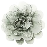 Wholesale Princess Chiffon Fabric and Lace Flower Hair Clip-Gray