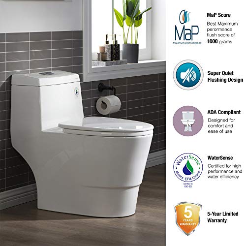 WOODBRIDGE B0940A Touchless, Dual Flush Elongated One Piece Toilet