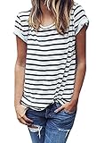 Chellysun Women's 2016 Fashion O-neck Stripe Basic Short Sleeve T-shirt Tops