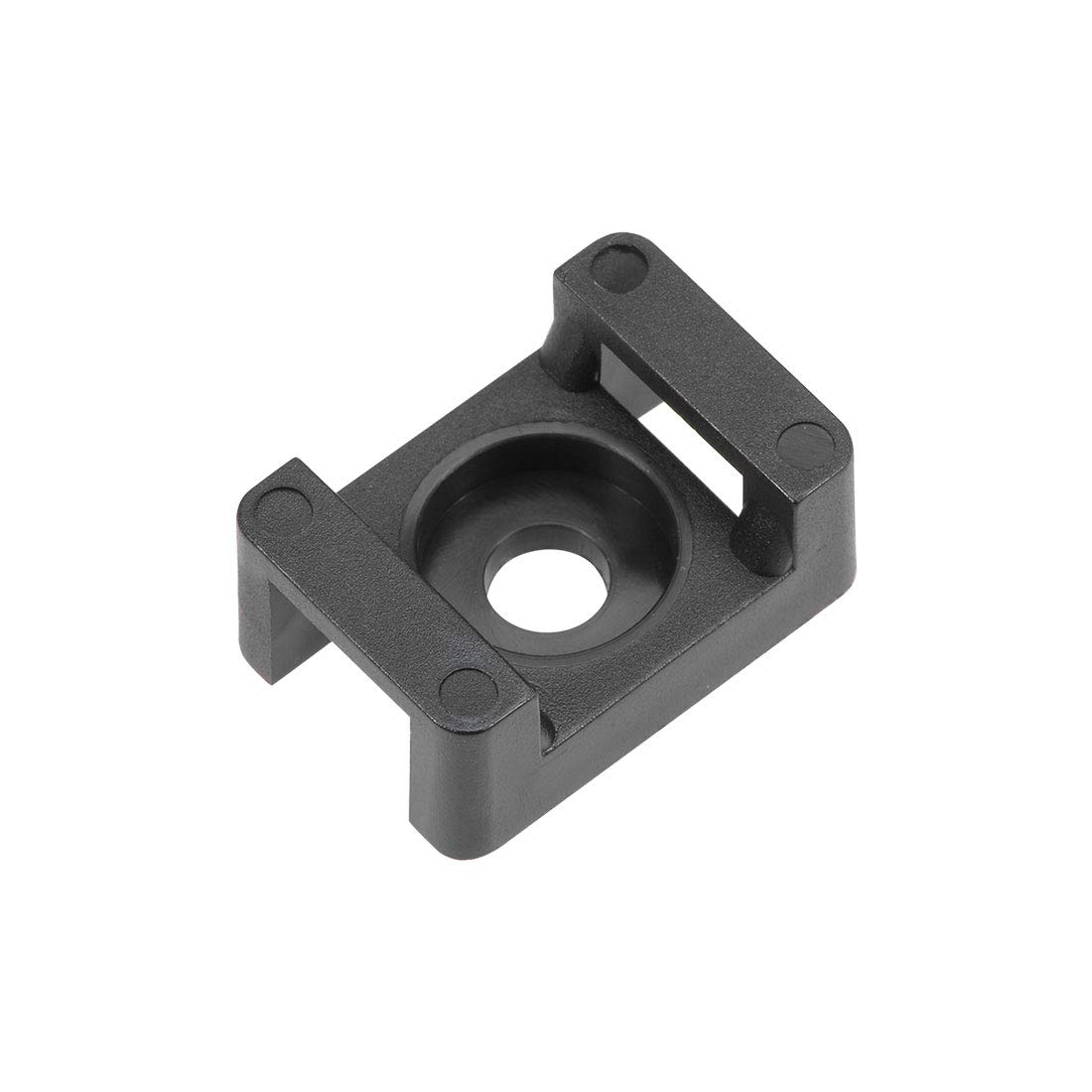 sourcing map Cable Tie Base Saddle Type Mount Wire Holder Permanently Anchor to Wall Desk 23x16x10mm Black 5mm Hole 50pcs