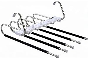 Pants Hangers Space Saving Closet Organizer and Storage Jean Hangers, Stainless Steel Anti-Slip Clothes Hanger Scarf Holder f