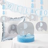 Creative Converting Little Peanut Boy Elephant Baby Shower Decorations Kit