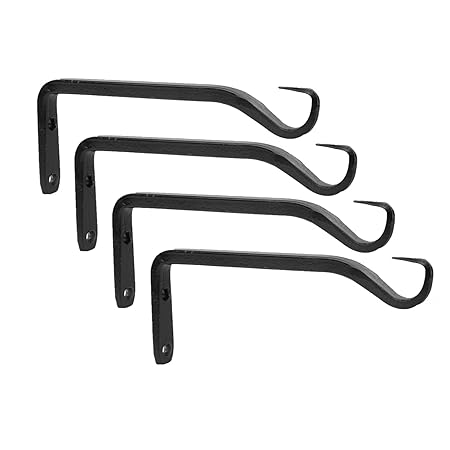 Sharpex Wall Mounted Metal Bracket for Hanging Pots, Bird Feeders, Flower Baskets, Planters, Lanterns, Wind Chimes Indoor/Outdoor Use- Black, 4 Pc