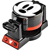 Disney Mickey Mouse MIC-62 Double Flip Waffle Maker by Select Brands | Nonstick Mini Waffle Iron with Rotating Design &amp; Variable Shade Control, Makes 6 Fun Mickey Mouse Waffles