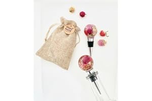 "Unique 1-Piece Handmade Wine and Bottle Stopper – Artisan-Crafted in Canada Using Real Organic Dried Gomphrena Flowers Encas