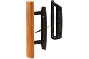 Mortise Style Reversible Sliding Patio Door Handle Set with Oak Wood Interior Handle and Exterior Pull in White Diecast Finis