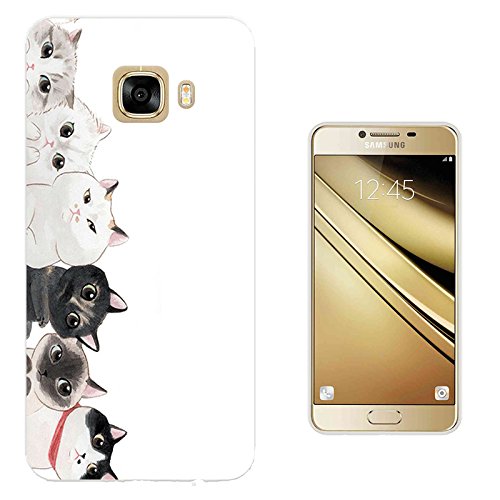 001166 - Cute Multi Cats Faces Fun Design Samsung Galaxy C9 Pro 6.0" Fashion Trend CASE Gel Rubber Silicone All Edges Protection Case Cover