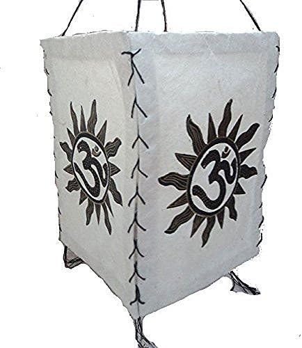 Natural Lokta Om Sun Power Lamp Shade Nepal-Handmade Hanging Lampshade (Blue)