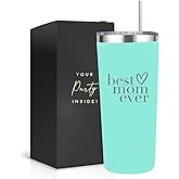 Best Mom Ever Gifts Tumbler - Stainless Steel 22 Oz Mint Green Best Mom Tumbler with Straw and Lid - Ideal Mothers Day Gift, Coffee & Water Bottle for New Moms - Best Mom Cup Present