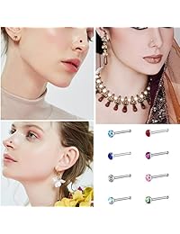 cnomg Acero Quirúrgico vidrio Cuerpo Piercing Nariz Labio Bar Stud Anillo Piercing Joyería Micro Nariz Stud