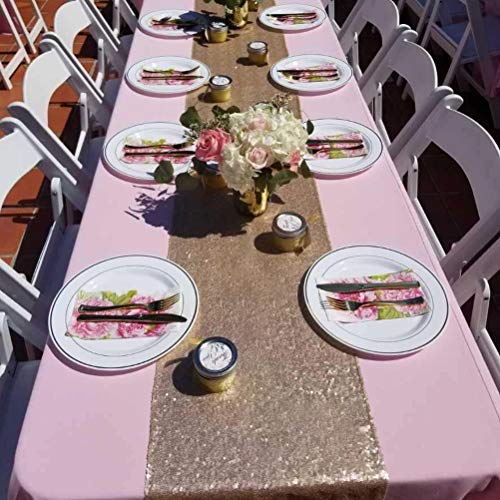 BLUETOP 5 Pieces Christmas Glitter Table Runners Champagne 72"x12" Sequin Wedding Party Table Runners for Dining Room Bridal Shower Birthday Home Hotel Ceremony Supplies and Decorations