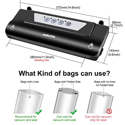 Vacuum Sealer, AUKUYEE Automatic 4-in-1 vacuum Sealer Machine with Cutter, Vacuum Sealing System for Food Preservation & Storage, Dry & Wet Food Modes, LED Indicator Lights, BPA-free Starter Bag Roll - Thumbnail 3