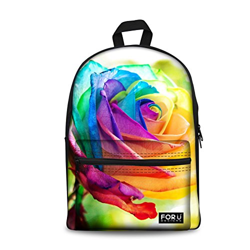 FOR U DESIGNS Sweet Floral Print Lightweight Kids Girls Backpack Canvas Schoolbag