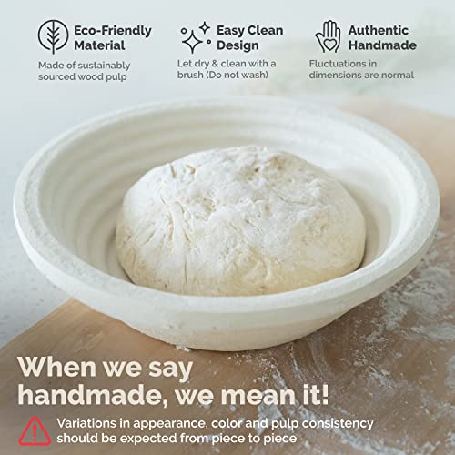 Bulka Bread Proofing Basket Spruce Wood Pulp Round 9" Groove, Sourdough Bread Baking