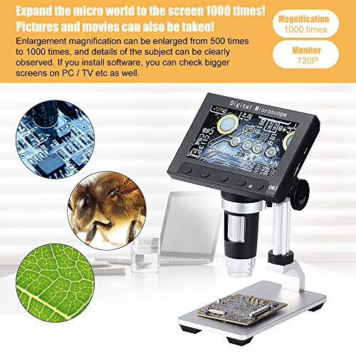 LCD Digital Microscope, Leanking 4.3 inch 50X-1000X Magnification 720P Microscope Camera