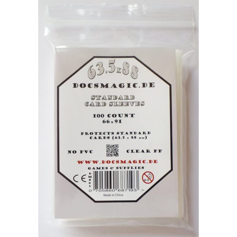 docsmagic.de 100 Card Game Sleeves Klar Clear - 63,5 x 88 Standard - 66 x 91