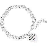 Fundraising For A Cause Heart Suicide Awareness Chunky Charm Bracelets - Purple & Teal Ribbon Bracelet for Suicide Awareness - Perfect for Support Groups and Gift-Giving